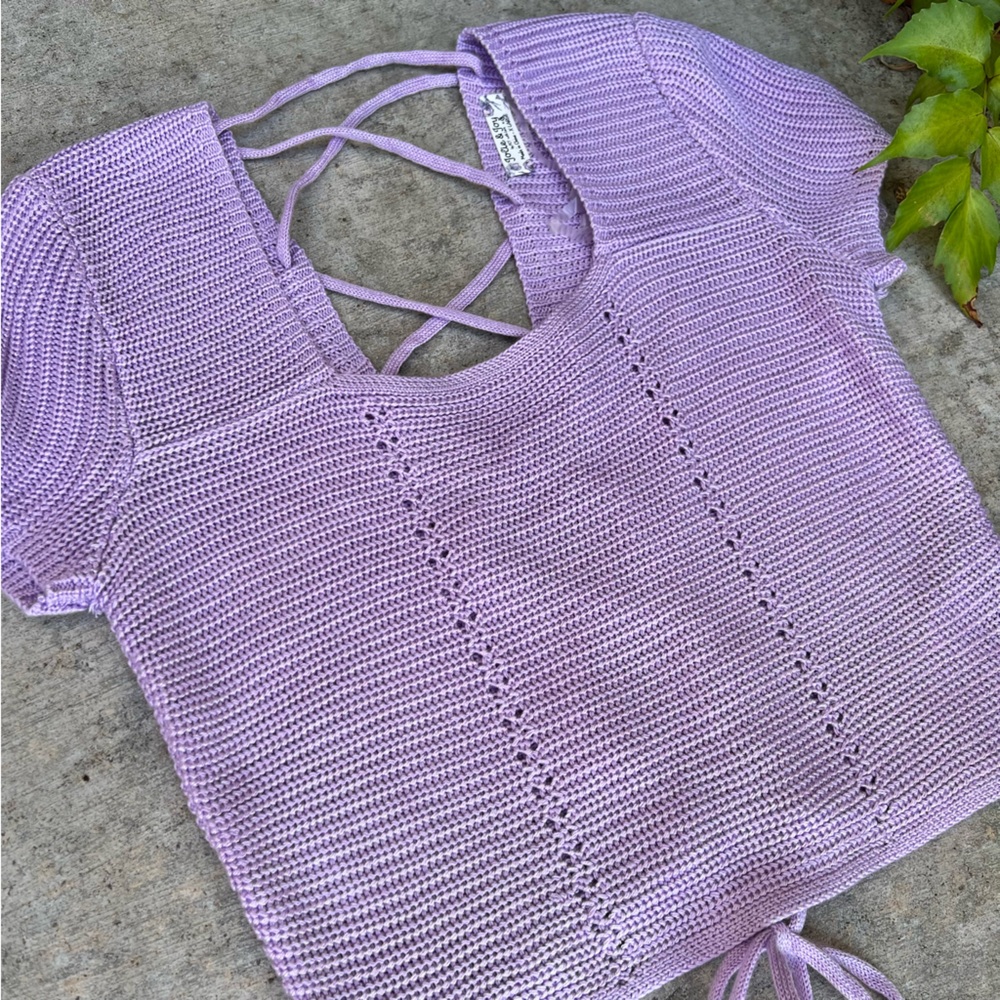 Jolie and Joy Lavender Knit Top with Tie Back